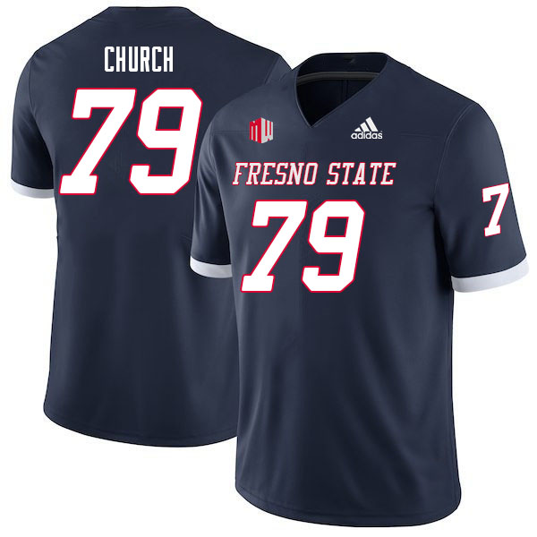 Men #79 Joseph Church Fresno State Bulldogs College Football Jerseys Sale-Navy